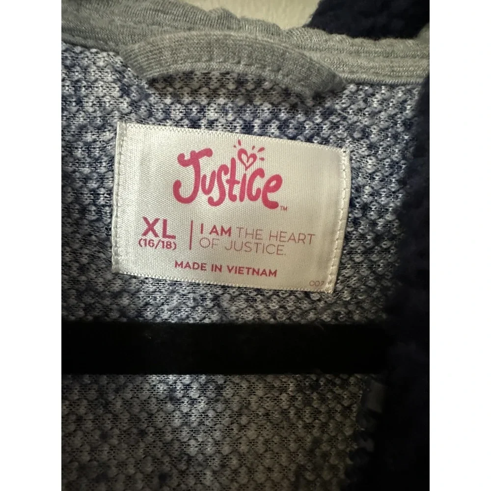 Girls Sherpa Lilac Purple White‎ & Navy Blue Half Zip Jacket Hoodie XL 16/18